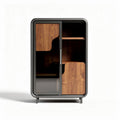 Kast met glazen deuren voor de woonkamer - MDF en hout - 80 x 40 x 120cm